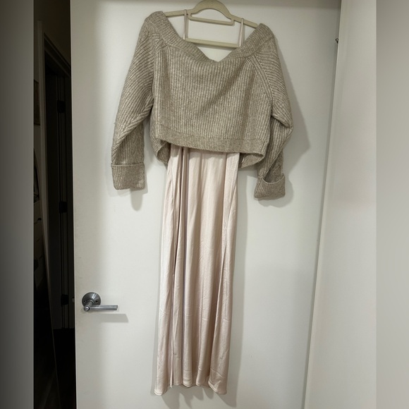 🦢 Anthropologie Mare Mare Twofer Satin Slip Dress and Sweater Set - Picture 8 of 10
